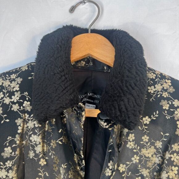 Scott McClintock Millennium 2000 Black Brocade Floral Vintage Blazer Size 10 - Picture 6 of 10